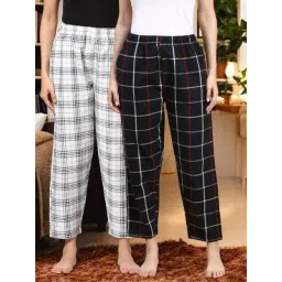 Kryptic Black & White Cotton Relaxed Fit Printed Lounge Pants - Pack of 2-picture-28