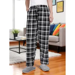 Kryptic Black Cotton Chequered Pyjamas-picture-42