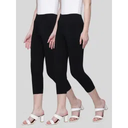 Kryptic Black Cotton Regular Fit Leggings (Pack Of 2)-picture-26