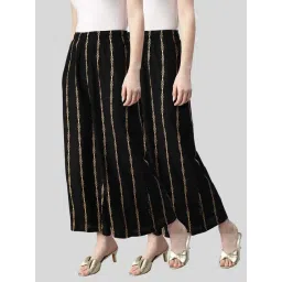 Kryptic Black Mid Rise Printed Flared Pants - Pack Of 2-picture-43