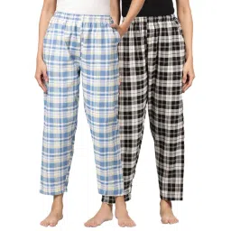 Kryptic Blue & Black Cotton Checks Lounge Pants (Pack Of 2)-picture-19