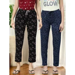 Kryptic Blue & Black Cotton Relaxed Fit Printed Lounge Pants - Pack of 2-picture-37