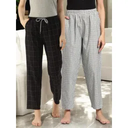 Kryptic Blue & Black Cotton Relaxed Fit Printed Lounge Pants - Pack of 2-picture-13
