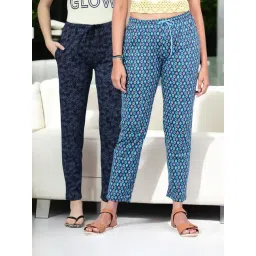 Kryptic Blue & Blue Cotton Relaxed Fit Printed Lounge Pants - Pack of 2-picture-42