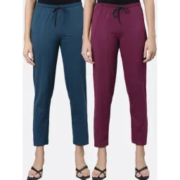 Kryptic Blue & Burgundy Cotton Mid Rise Pants - Pack of 2-picture-16
