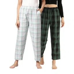 Kryptic Blue & Green Cotton Checks Lounge Pants (Pack Of 2)-picture-31