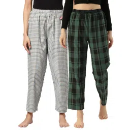 Kryptic Blue & Green Cotton Checks Lounge Pants (Pack Of 2)-picture-33