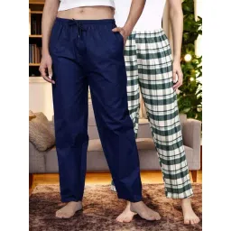 Kryptic Blue & Green Cotton Relaxed Fit Printed Lounge Pants - Pack of 2-picture-14