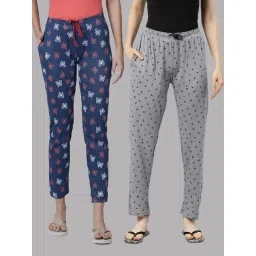 Kryptic Blue & Grey Printed Pure Cotton Elasticated Waist Band Regular Fit Pyjamas - Pack of 2-picture-15