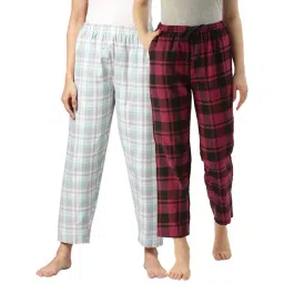 Kryptic Blue & Maroon Cotton Checks Lounge Pants (Pack Of 2)-picture-14