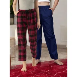 Kryptic Blue & Maroon Cotton Relaxed Fit Printed Lounge Pants - Pack of 2-picture-27