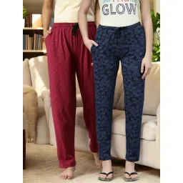 Kryptic Blue & Maroon Cotton Relaxed Fit Printed Lounge Pants - Pack of 2-picture-23