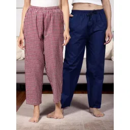 Kryptic Blue & Maroon Cotton Relaxed Fit Printed Lounge Pants - Pack of 2-picture-26