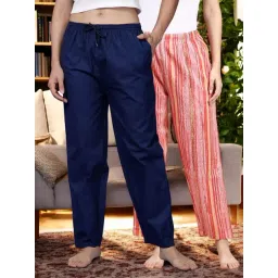 Kryptic Blue & Pink Cotton Relaxed Fit Printed Lounge Pants - Pack of 2-picture-33