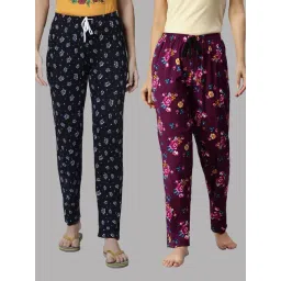 Kryptic Blue & Purple Printed Pure Cotton Elasticated Waist Band Regular Fit Pyjamas - Pack of 2-picture-15