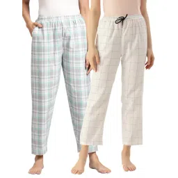 Kryptic Blue & White Cotton Checks Lounge Pants (Pack Of 2)-picture-29