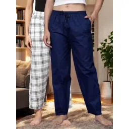Kryptic Blue & White Cotton Relaxed Fit Printed Lounge Pants - Pack of 2-picture-13