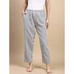 Kryptic Blue & White Cotton Relaxed Fit Striped Pyjamas-picture-19
