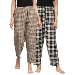 Kryptic Brown & Black Cotton Checks Lounge Pants (Pack Of 2)-picture-45