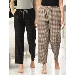 Kryptic Brown & Black Cotton Relaxed Fit Printed Lounge Pants - Pack of 2-picture-41