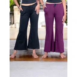 Kryptic Burgundy & Black Cotton Relaxed Fit Lounge Pants - Pack of 2-picture-38