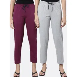 Kryptic Burgundy & Grey Cotton Mid Rise Pants - Pack of 2-picture-14