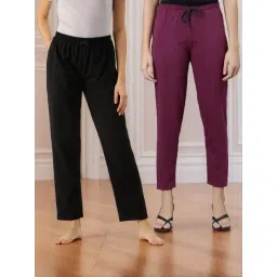 Kryptic Charcoal & Burgundy Cotton Regular Fit Lounge Pants - Pack of 2-picture-32