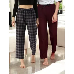 Kryptic Coffee Brown & Grey Cotton Relaxed Fit Printed Lounge Pants - Pack of 2-picture-47