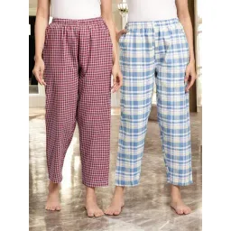 Kryptic Dark Blue & Maroon Cotton Relaxed Fit Printed Lounge Pants - Pack of 2-picture-33