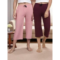 Kryptic Dusty Pink & Burgundy Solid Capris - Pack Of 2-picture-36