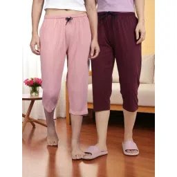 Kryptic Dusty Pink & Burgundy Solid Capris - Pack Of 2-picture-24