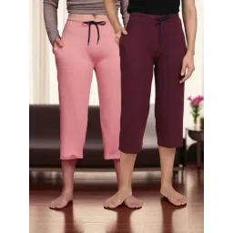 Kryptic Dusty Pink & Burgundy Solid Capris - Pack Of 2-picture-32