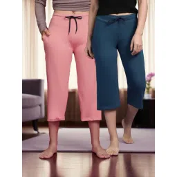 Kryptic Dusty Pink & Teal Blue Solid Capris - Pack Of 2-picture-39