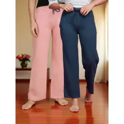 Kryptic Dusty Pink & Teal Blue Solid Lounge Pants - Pack Of 2-picture-16
