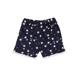 Kryptic Girls Navy Blue & White Printed Pure Cotton Shorts-picture-22