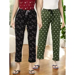 Kryptic Green & Black Cotton Relaxed Fit Printed Lounge Pants - Pack of 2-picture-32
