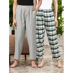 Kryptic Green & Blue Cotton Relaxed Fit Printed Lounge Pants - Pack of 2-picture-24