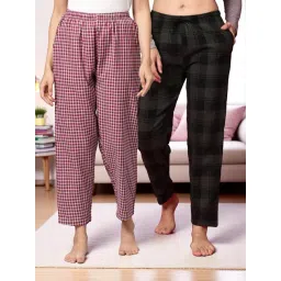 Kryptic Green & Maroon Cotton Relaxed Fit Printed Lounge Pants - Pack of 2-picture-47