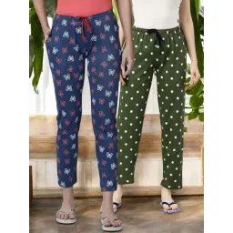 Kryptic Green & Navy Cotton Relaxed Fit Printed Lounge Pants - Pack of 2-picture-46