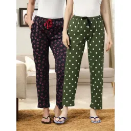 Kryptic Green & Navy Cotton Relaxed Fit Printed Lounge Pants - Pack of 2-picture-25