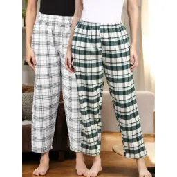 Kryptic Green & White Cotton Relaxed Fit Printed Lounge Pants - Pack of 2-picture-22