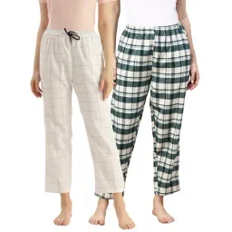 Kryptic Green & White Cotton Relaxed Fit Printed Lounge Pants - Pack of 2-picture-39