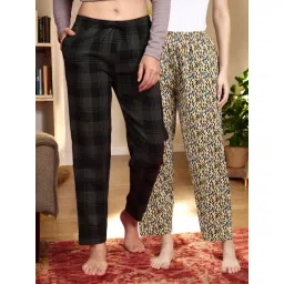 Kryptic Green & Yellow Cotton Relaxed Fit Printed Lounge Pants - Pack of 2-picture-36