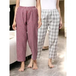 Kryptic Grey & Maroon Cotton Relaxed Fit Printed Lounge Pants - Pack of 2-picture-48