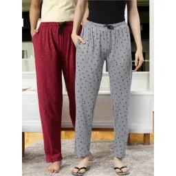 Kryptic Grey & Maroon Cotton Relaxed Fit Printed Lounge Pants - Pack of 2-picture-37