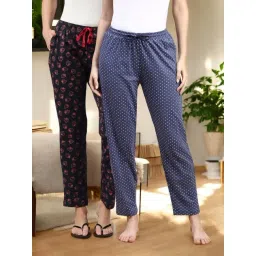 Kryptic Grey & Navy Cotton Relaxed Fit Printed Lounge Pant - Pack of 2-picture-36