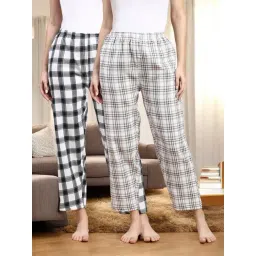 Kryptic Grey & White Cotton Relaxed Fit Printed Lounge Pants - Pack of 2-picture-43
