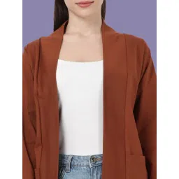 Kryptic Light Brown Regular Fit Solid Shrug image 5