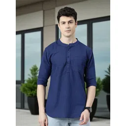 Kryptic Mandarin Collar Pure Cotton Pocket Long Sleeves Short kurta-picture-34