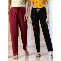 Kryptic Maroon & Black Cotton Printed Pyjamas image 1